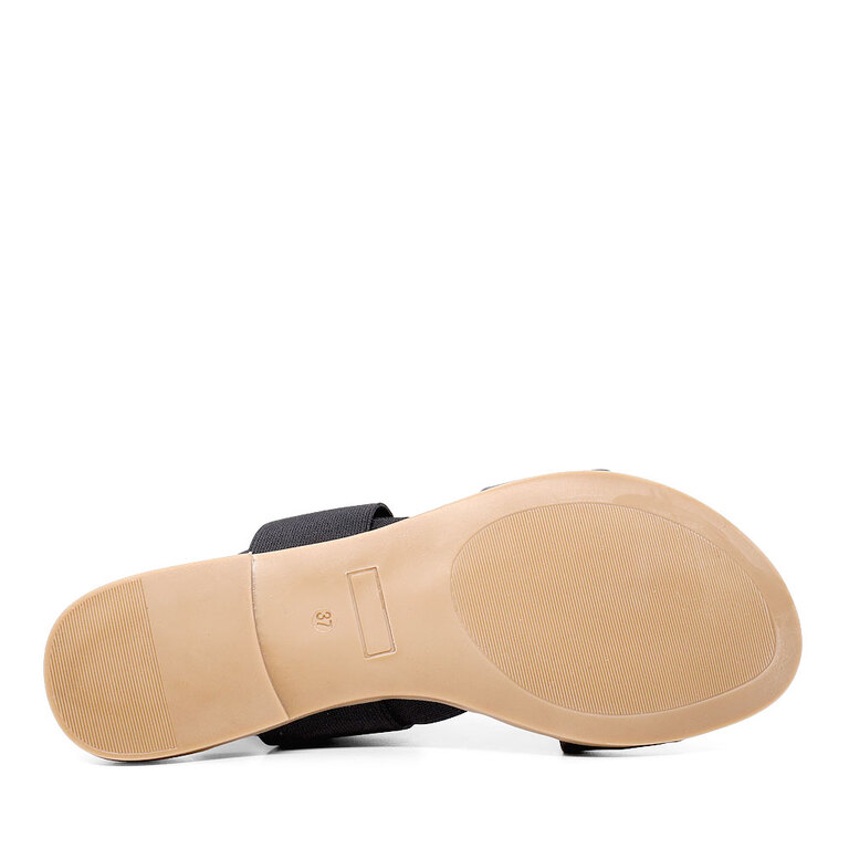 Sandale pe talpă joasă femei Benvenuti negre  din piele și textil  687DS27302N