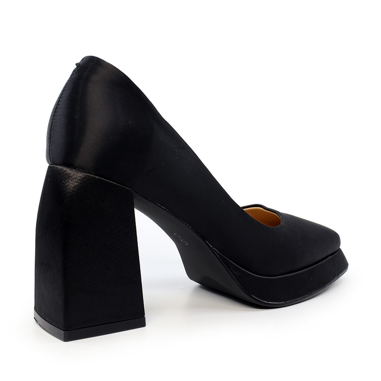 Pantofi cu platformă femei Luca di Gioia negre din satin cu toc 3845DP106RAN