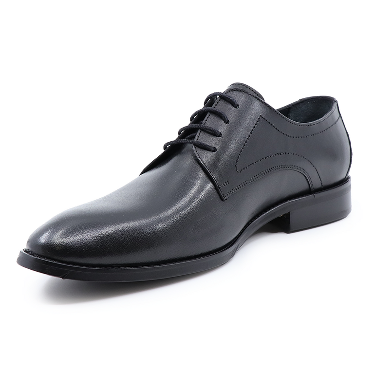 Pantofi derby bărbați TheZeus negri din piele 2105BP26052N