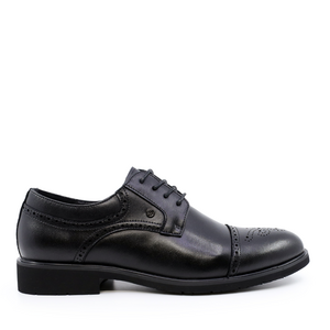 Benvenuti men half brogue shoes in black genuine leather 3855BP32500N