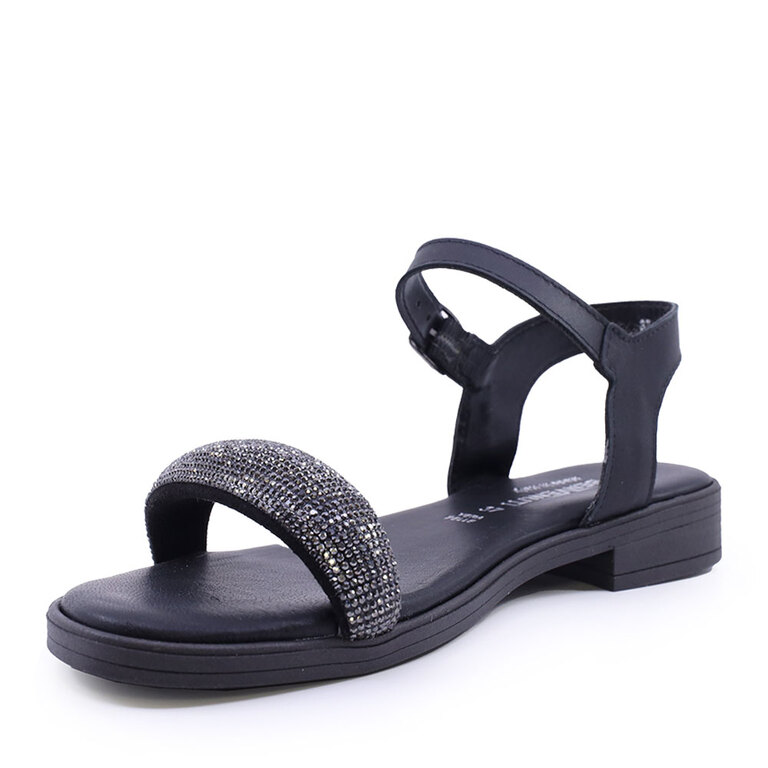 Sandale cu ștrasuri femei Benvenuti negre din piele  1807DS15885N