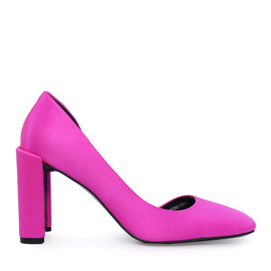 Women's Enzo Bertini fuchsia silk thick heel d'orsay shoes 1627DD1388FU