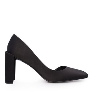 Enzo Bertini Black Silk Thick Heel Women's Orsay Shoes 1627DD1388N