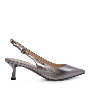 Gray Enzo Bertini women's slingback shoes with leather heel 1627DD1959CF