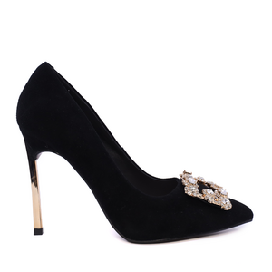 Enzo Bertini Women's Black Suede Stiletto Heel Shoes 3867DP320VN