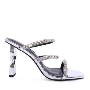 Women's Enzo Bertini silver leather sandals 1627DST1369AG