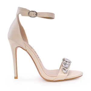 Women's Enzo Bertini beige satin sandals with decorative elements and high heel 1127DS1033RABE