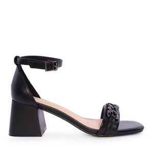 Enzo Bertini sandales en cuir noir pour femme à talon épais 1127DS4251N