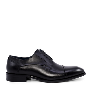 Luca di Gioia Men's Black Leather Derby Shoes 1797BP0052N