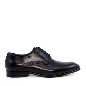 Luca di Gioia Men's Black Leather Derby Shoes 1797BP2026N