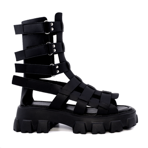 Luca di Gioia women's black genuine leather gladiator sandals 3847DS131N