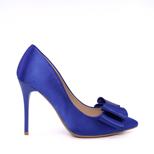 Chaussures à talons aiguilles en satin bleu marine Solo Donna pour femmes 1167DP2810RABL