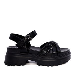 Women's chunky sandals Solo Donna black synthetic 2547DS8089N