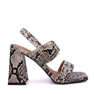 Women's Solo Donna beige + black high heel sandals 2547DS8531SBE