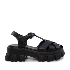 Solo Donna women sandals in black faux leather 2545DS0495N