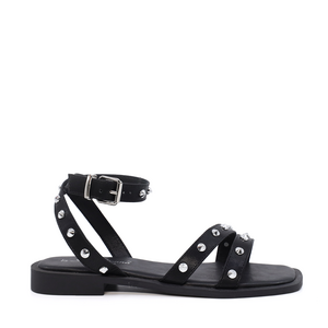 Solo Donna women sandals in black faux leather 2545DS8151N